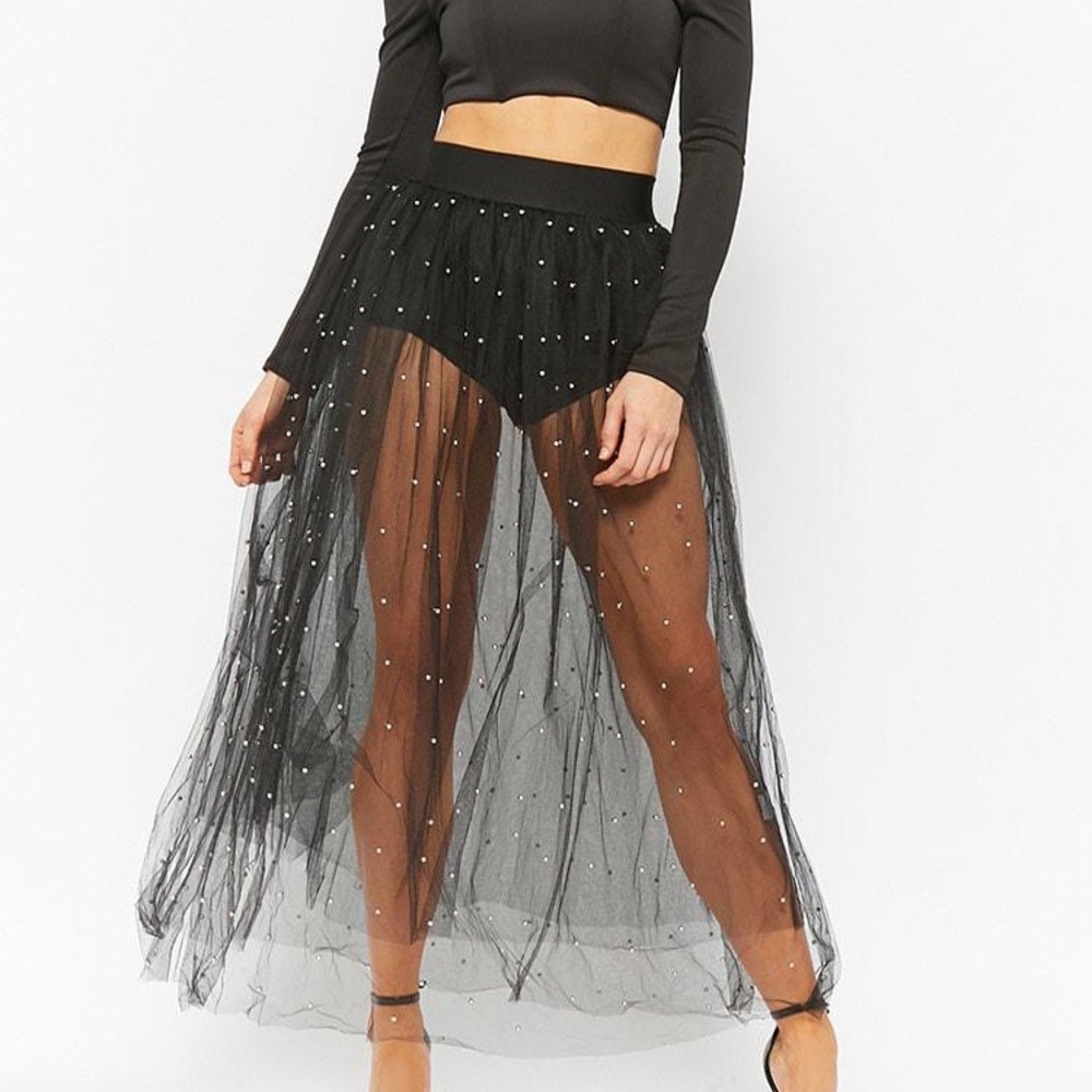 sheer floral skirt